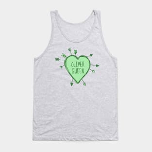 Oliver Queen - Heart with Green Arrows Doodle Tank Top